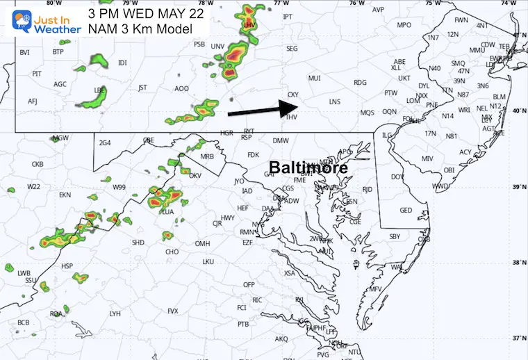 May 22 weather storm radar 3 PM NAM