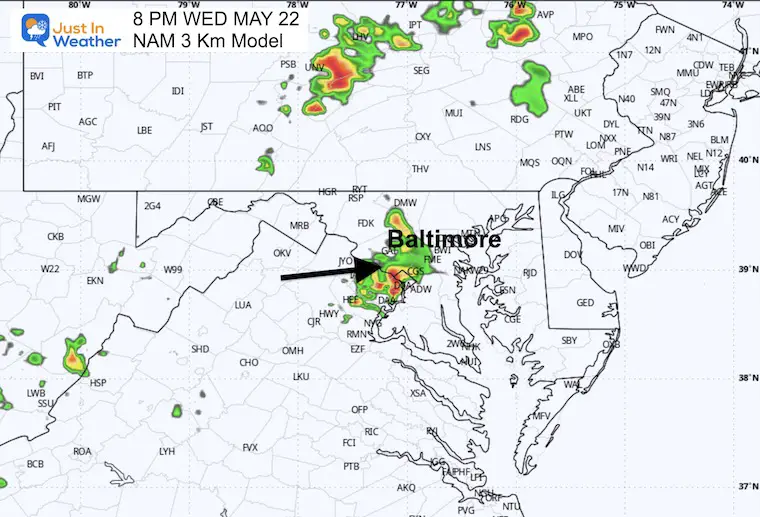 May 22 weather storm radar 8 PM NAM