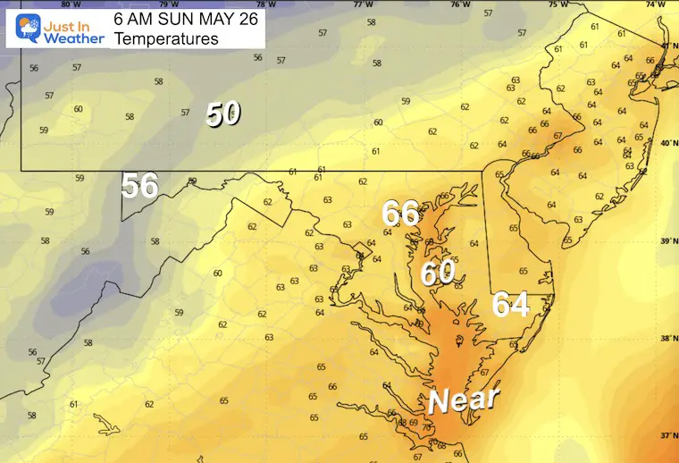 May 25 weather temperatures Sunday morning