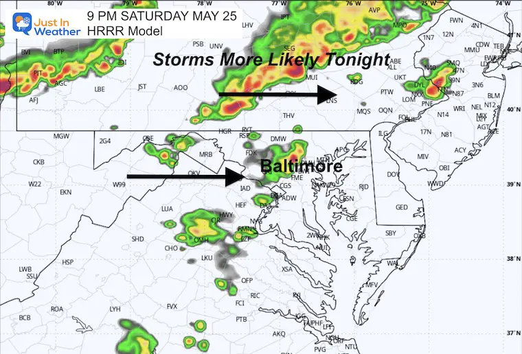 May 25 weather radar storm forecast Saturday Evening