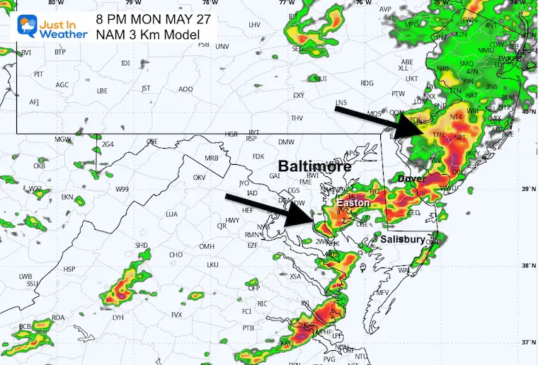 May 26 weather radar storm forecast Memorial Day 8 PM