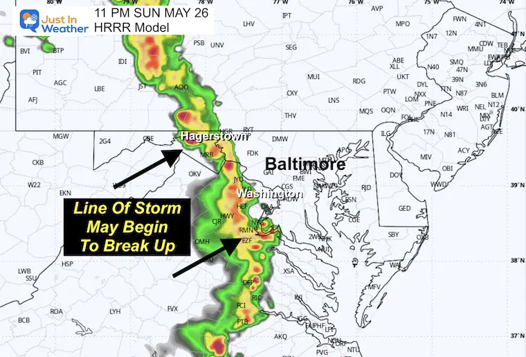 May 26 weather storm radar Sunday 11 PM