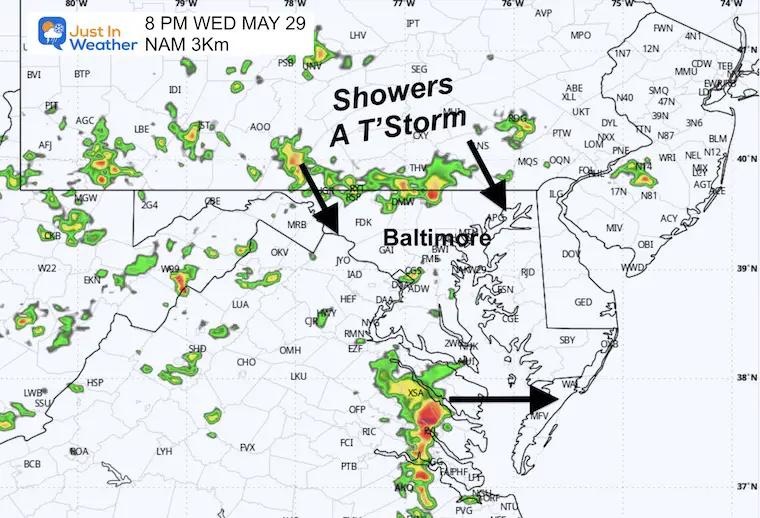 May 28 weather forecast radar Wednesday night