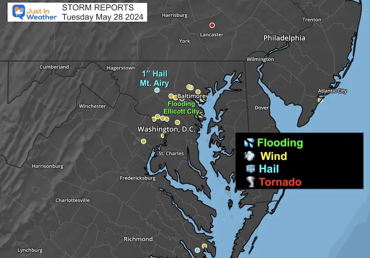 Storm Report May 27 Memorial Day Maryland Pennsylvania 