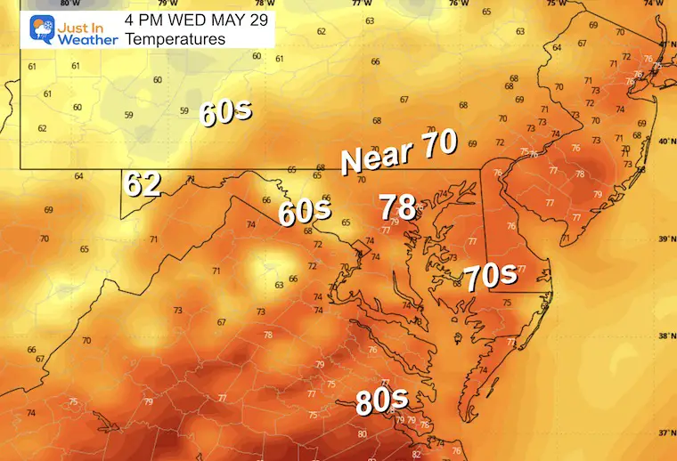 May 28 weather temperatures Wednesday afternoon