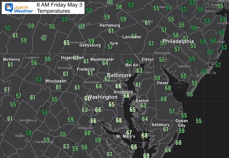 May 3 weather temperatures Friday morning