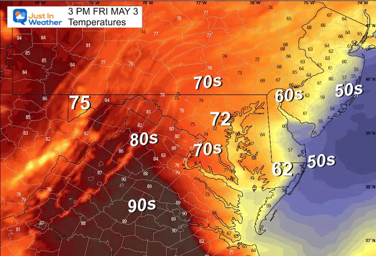 May 3 weather temperatures Friday afternoon
