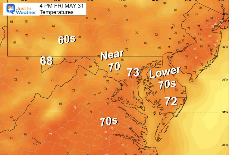 May 30 weather temperatures Friday afternoon