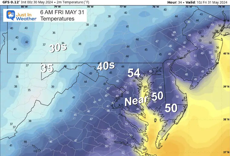 May 30 weather temperatures Friday morning