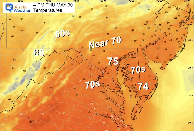 May 30 weather temperatures Thursday afternoon