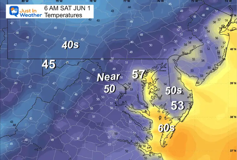 May 31 weather temperatures Saturday morning