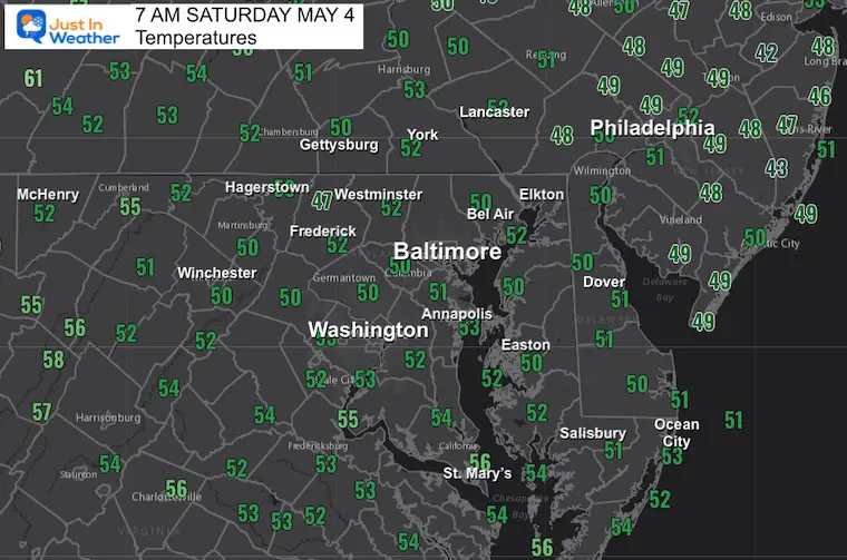 May 4 weather temperatures Saturday morning