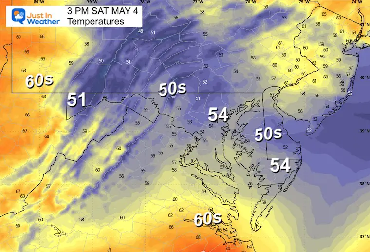 May 4 weather temperatures Saturday afternoon