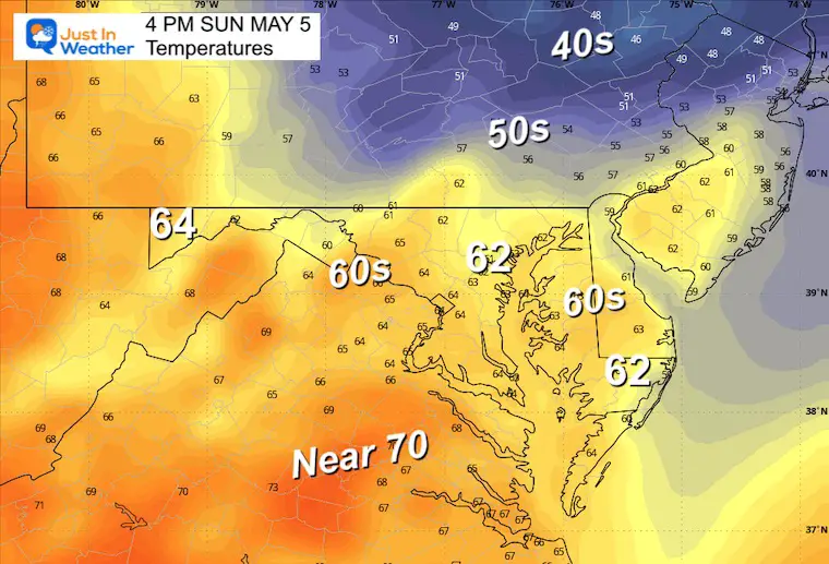 May 4 weather temperatures Sunday afternoon