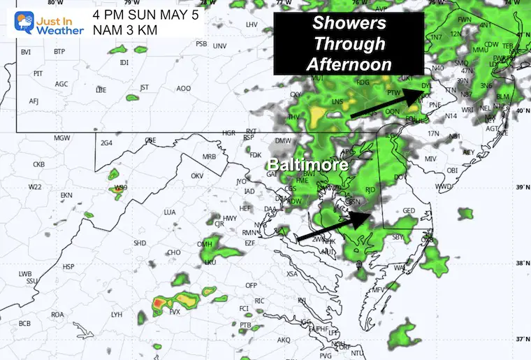 May 5 weather rain forecast Sunday afternoon
