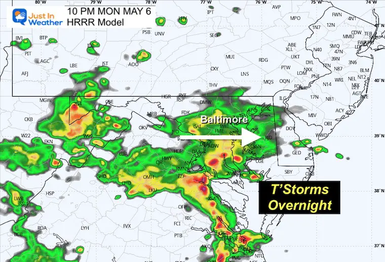May 6 weather rain radar forecast 10 PM