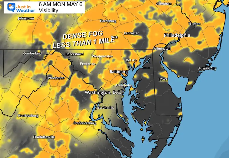 May 6 weather visibility Monday morning