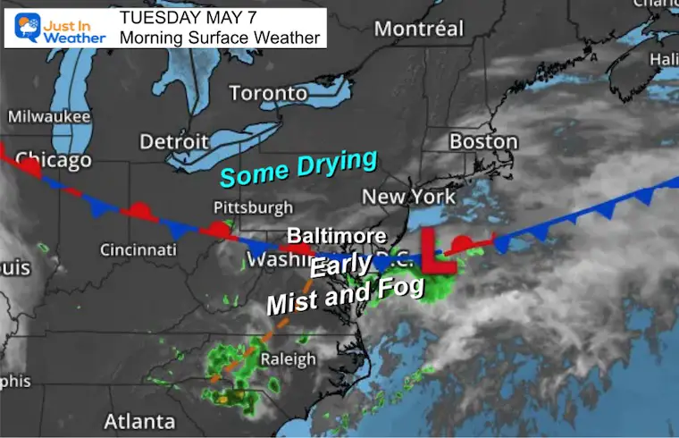 May 7 weather Tuesday morning