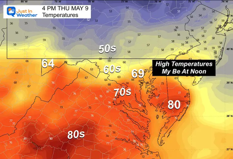 May 8 weather temperatures Thursday Afternoon