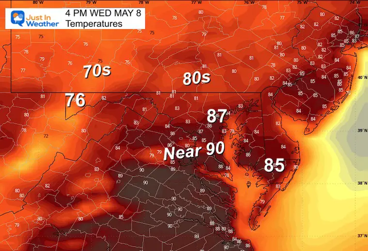 May 8 weather temperatures Wednesday Afternoon