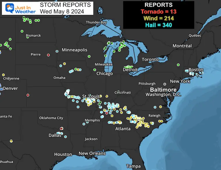 May 9 weather severe storm reports Wednesday