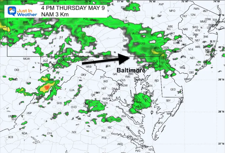 May 9 weather rain radar forecast Thursday afternoon