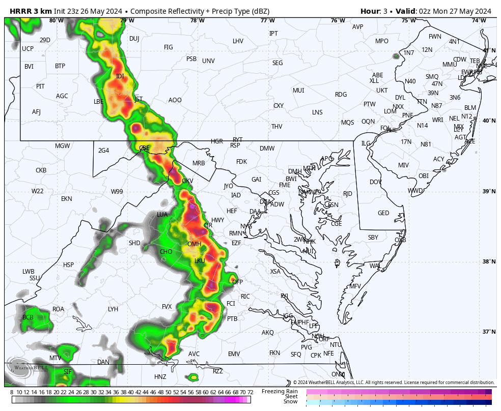 May 26 weather storm radar Sunday Night 