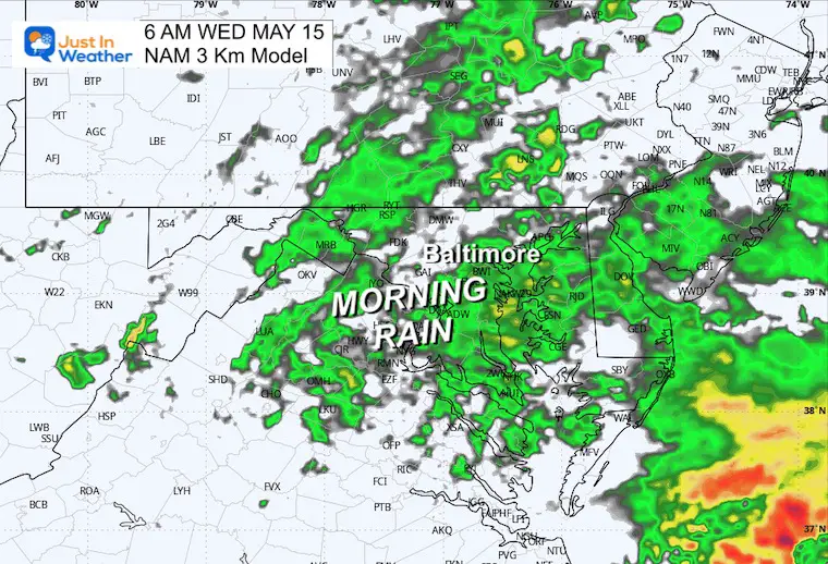 May 14 weather rain forecast Wednesday morning