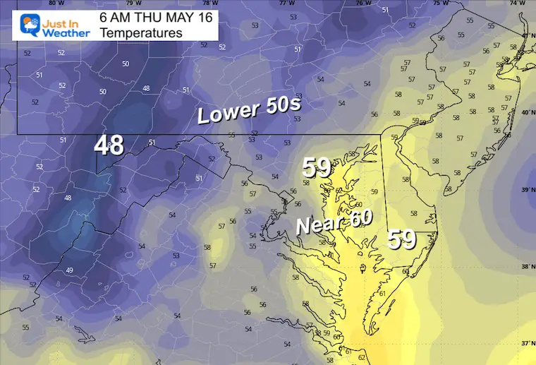 May 15 weather temperatures Thursday morning