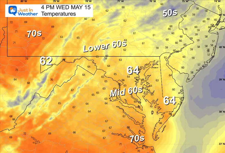 May 15 weather temperatures Wednesday afternoon