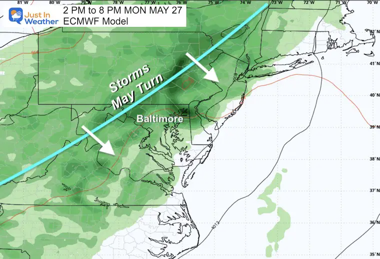 May 25 weather forecast storm Monday evening