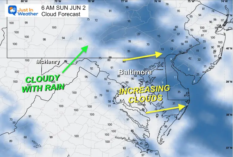 June 1 weather forecast Sunday cloud cover