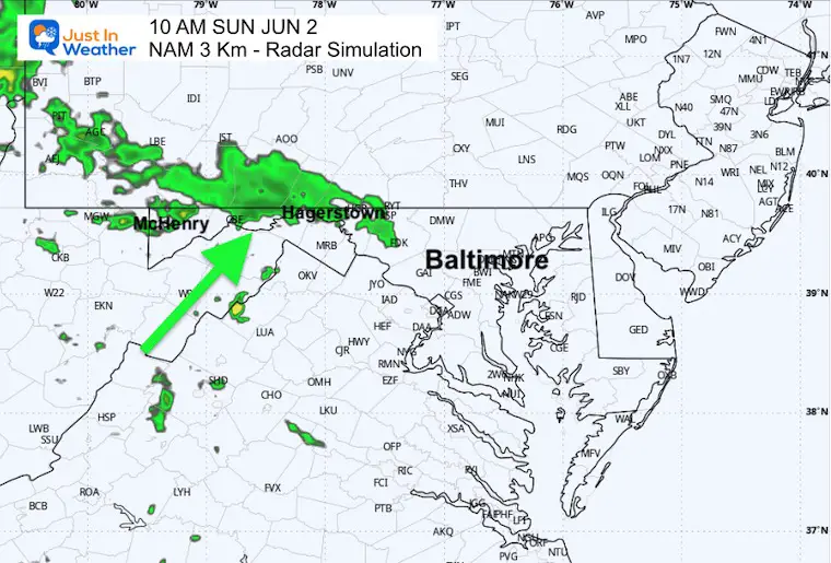 June 1 weather rain forecast Sunday morning