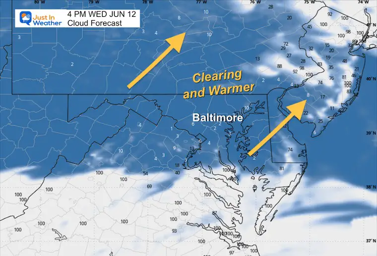 June 12 weather cloud forecast Wednesday afternoon