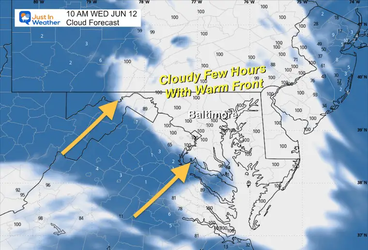 June 12 weather cloud forecast Wednesday morning 