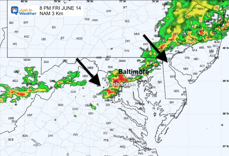 June 13 weather storm radar Friday 8 PM