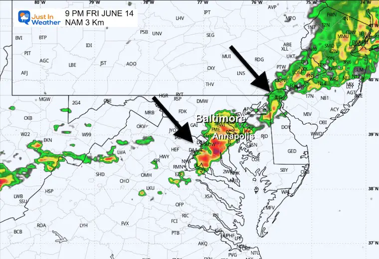 June 13 weather storm radar Friday 9 PM