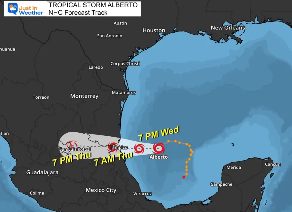 June 19 Tropical Storm Alberto Forecast Track and Time National Hurricane Center