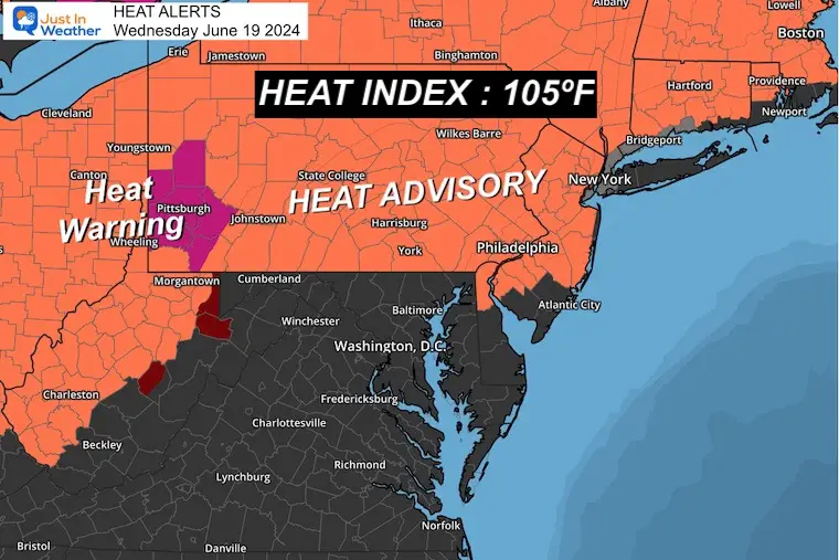 June 19 Heat Advisory Wednesday