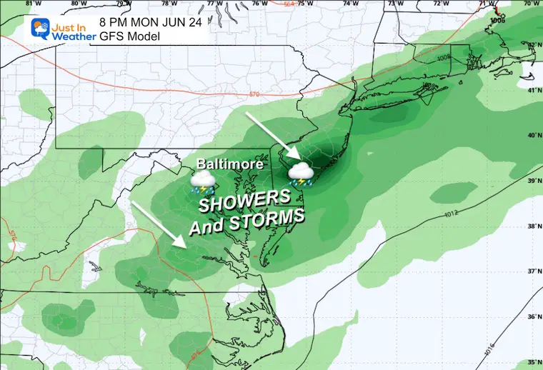 June 19 weather forecast storms Monday