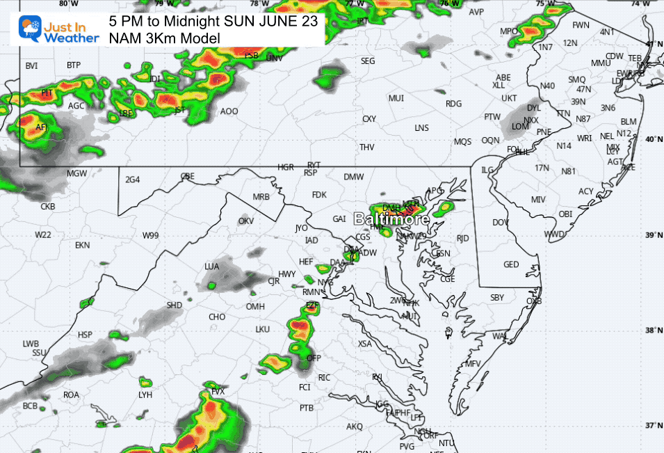 June 23 weather storm forecast radar afternoon and night