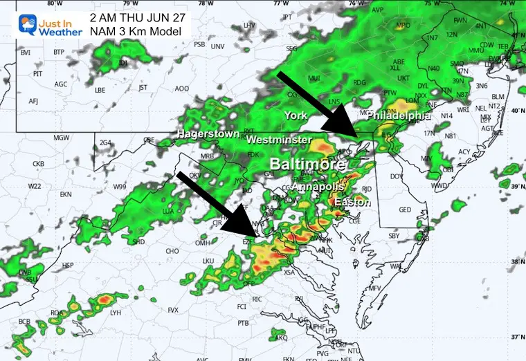 June 26 weather radar forecast Thursday 2 AM