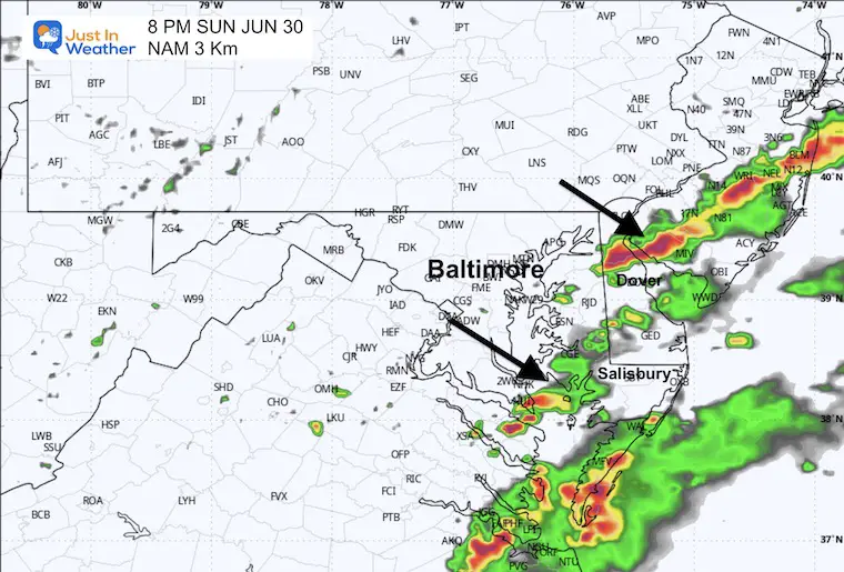 June 28 weather storm radar Sunday 8 PM