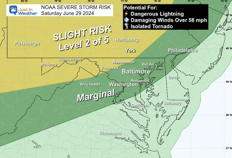June 29 weather NOAA Severe Storm Risk Saturday