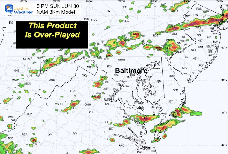 June 30 weather storm forecast radar 5 PM NAM