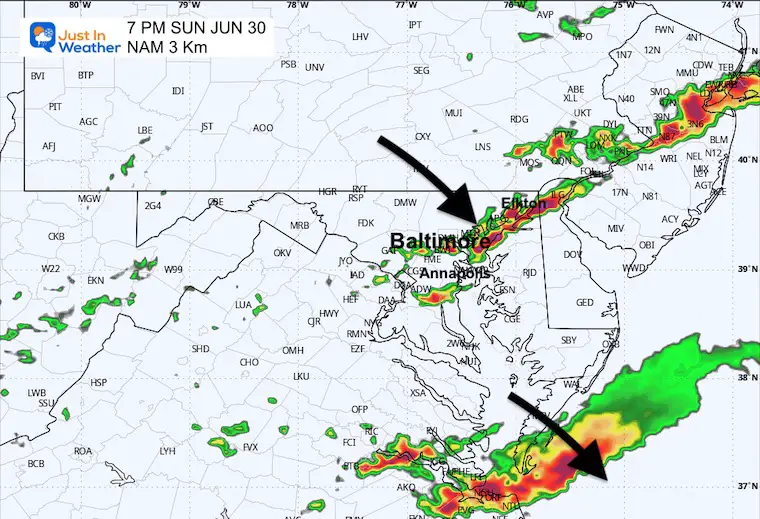 June 30 weather radar storm forecast Sunday night