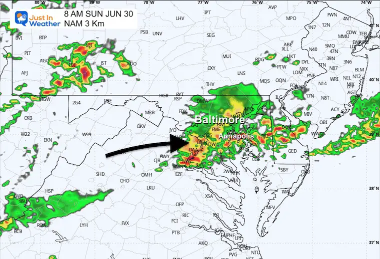 June 30 weather radar storm forecast Sunday Morning