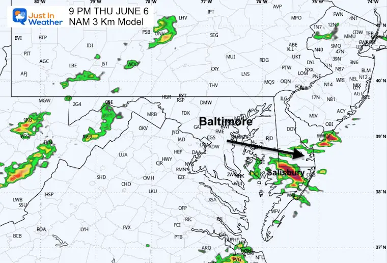 June 6 weather forecast storm radar night