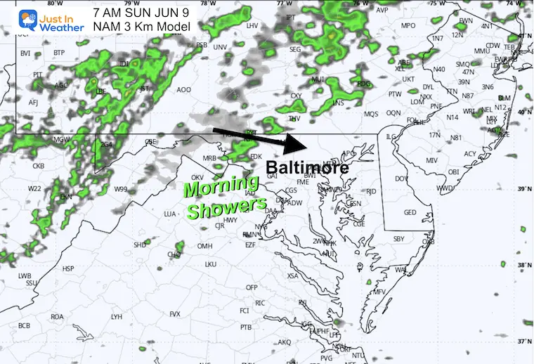 June 8 weather rain radar Sunday 7 AM