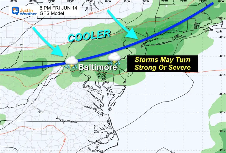 June 12 weather storm forecast Friday evening